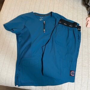 Koi Teal Scrub Set with Logo Accent